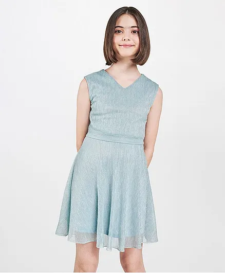 AND Girl Solid One Color Sleeveless Dress - Blue
