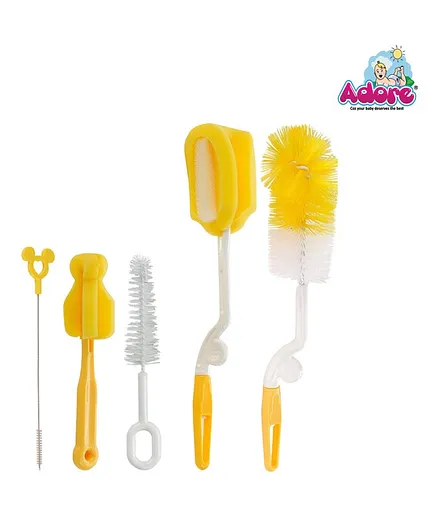 Adore Baby Bottle Cleaning Brush Kit Pack of 5 - ( Colour May Vary )