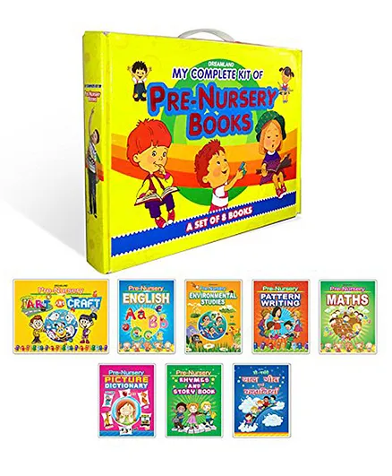 Dreamland My Complete Kit of Pre-Nursery Books Pack - A Set of 8 Books , Preschool Books for Children, Art & Craft, English, Maths, Rhymes & Story Book, Balgeet Evam Kahaniyan