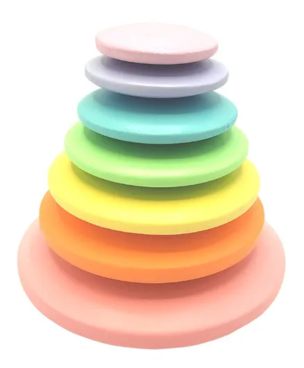 Wufiy Wooden Pastel Rainbow Pebble Stacking Toy Multicolor - 7 Pieces