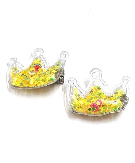 Kid-O-World Transparent Crown Hair Pins Set - Yellow