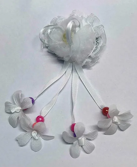 Kid-O-World Big Flower With Hangings Hair Pin - White