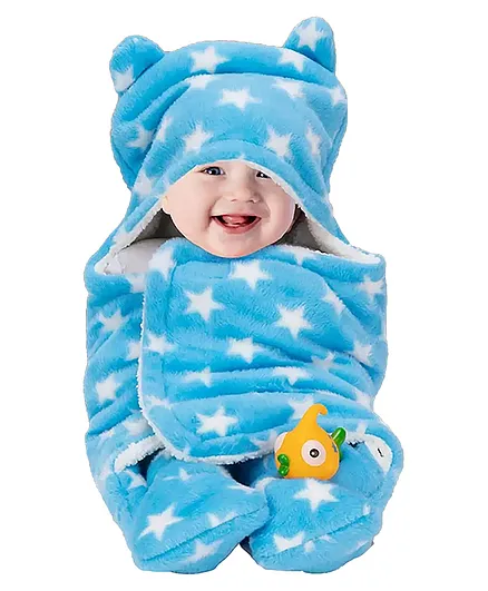 BeyBee® 3 in 1 Baby Blanket Wrapper-Sleeping Bag for New Born Babies - Blue Star