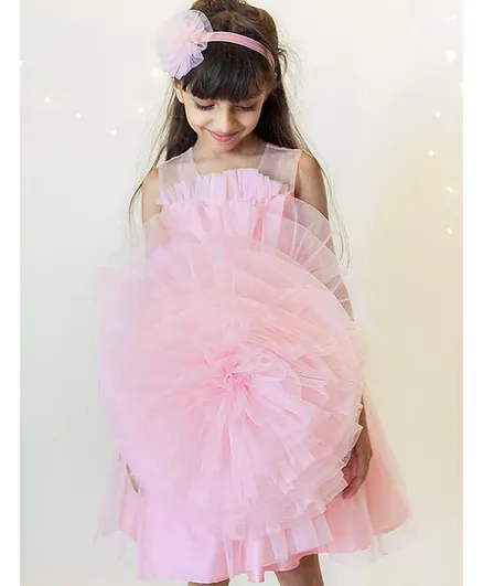 A Little Fable Sleeveless Rosette Dress - Pink