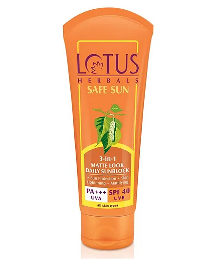 Lotus Herbal 3 In 1 Matte Look Daily Sunbock with SPF 40 - 50 gm  