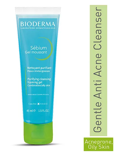 Bioderma Sebium Face And Body Wash Moussant Purifying Cleansing Gel - 45 ml