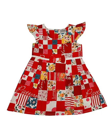 Doodle Girls Clothing Cap Sleeves Checked Dress - Red