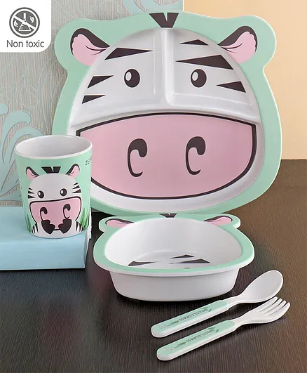 Bamboo Fiber Cow Themed Feeding Set - White