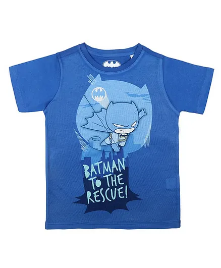 Batman By Crossroads Character Batman To The Rescue Print Half Sleeves Tee - Royal Blue