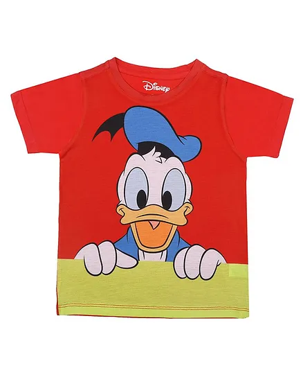 Disney By Crossroads Half Sleeves Donald Duck Print Tee - Red