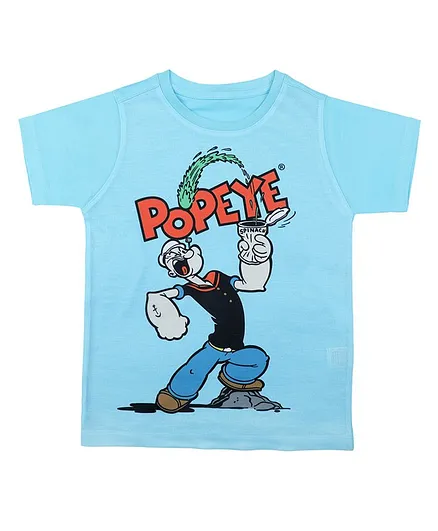 Popeye By Crossroads Half Sleeves Cartoon Print Detailing Tee - Sky Blue