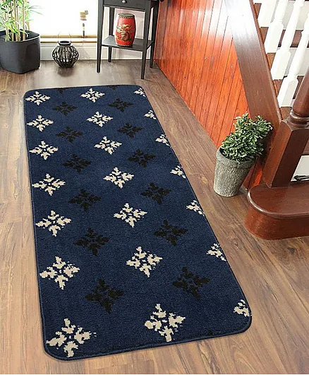 Saral Home Anti-Skid Abstract Floor Runner - Navy Blue