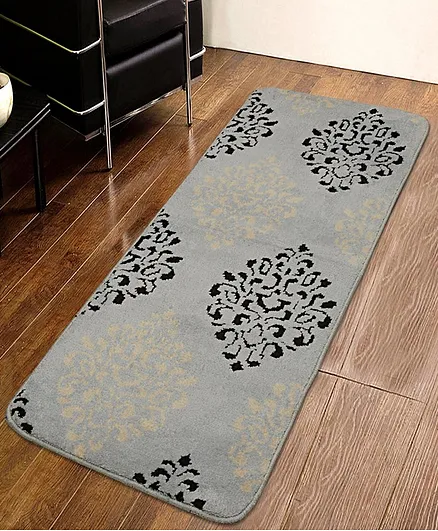 Saral Home Anti-Skid Abstract Floor Runner - Grey