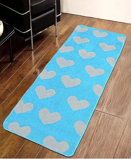 Saral Home Microfiber Floor Runner Heart Design - Blue