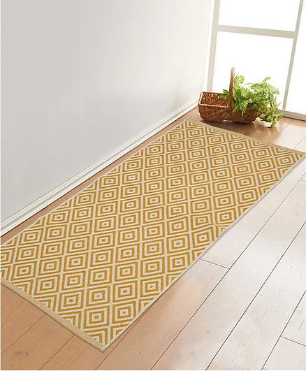 Saral Home Cotton Abstract Floor Runner - Yellow