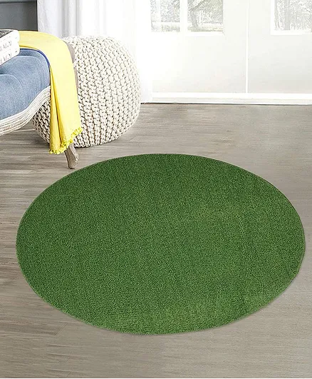 Saral Home Round PP Yarn Floor Mat - Green