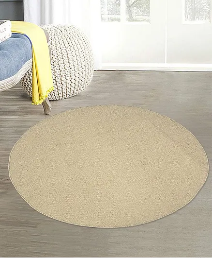 Saral Home Round PP Yarn Floor Mat - Off White