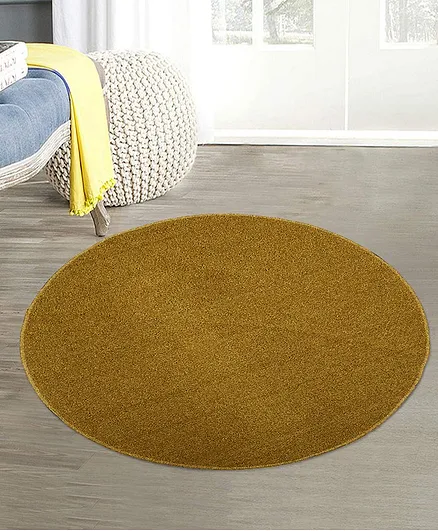 Saral Home Round PP Yarn Floor Mat - Yellow