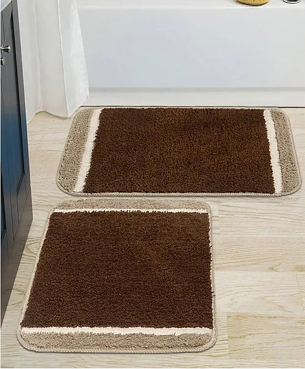 Saral Home Microfiber Anti-Skid Bath Mat Pack of 2 - Brown