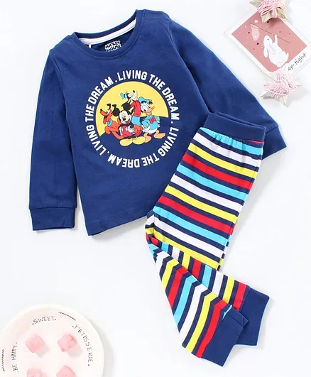 Babyhug Full Sleeves T-Shirt & Pajama Set - Blue
