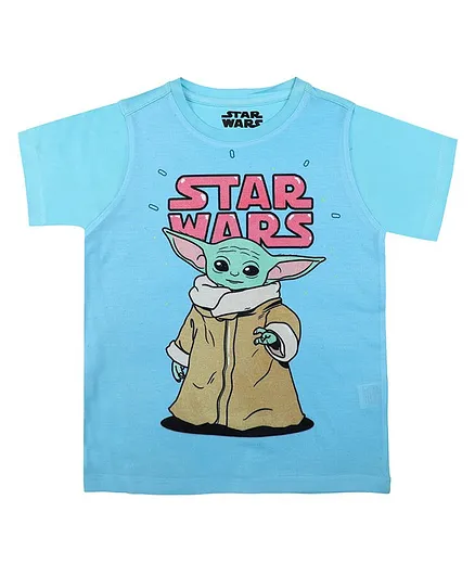 Disney By Crossroads Half Sleeves Star Wars Graphic Print T-Shirt - Sky Blue