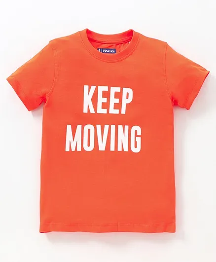 Pine Kids Half Sleeves Tee Text Print - Orange