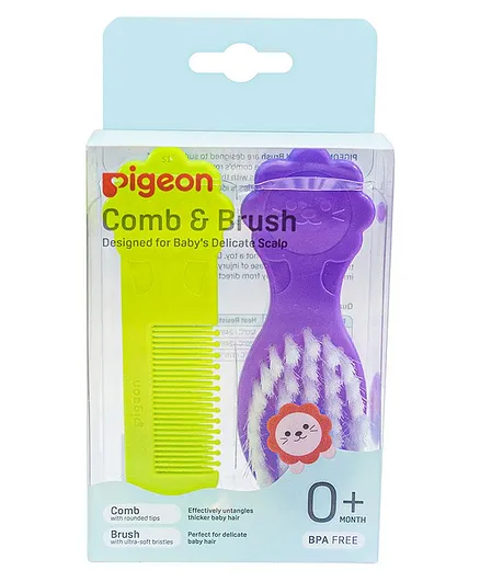 Piegon Comb and Brush - Purple and Green
