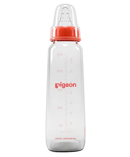 Pigeon Glass Feeding Bottle with Nipples Red - 240 ml
