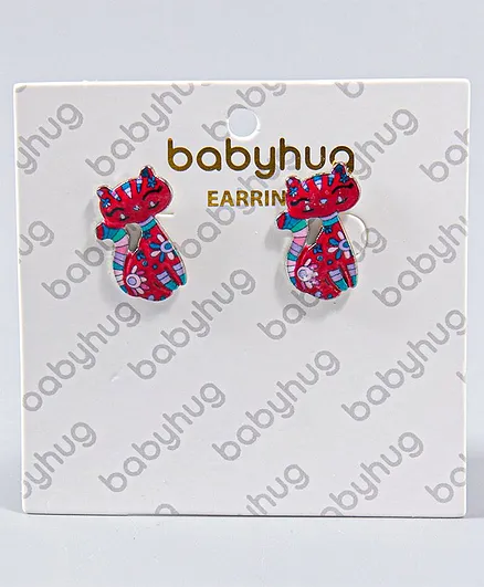 Babyhug Cat Earrings -Red