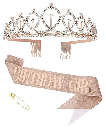 Party Propz Birthday Girl Sash and Crown - Rose Gold