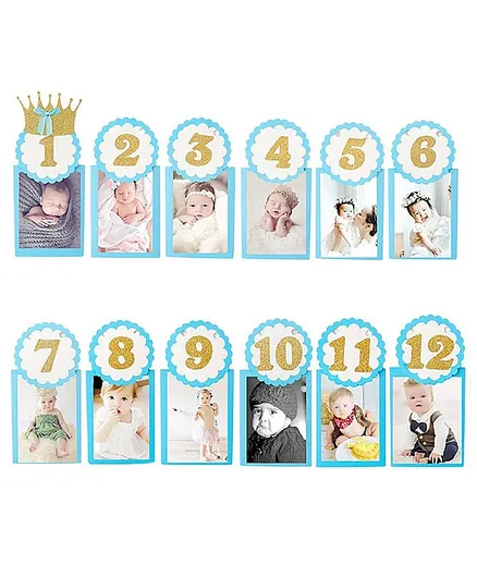 Party Propz Photo Banner with 12 Cards Blue - 213 cm