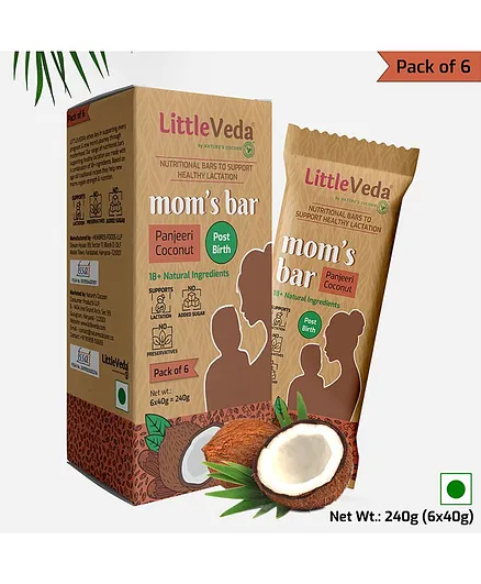 LittleVeda Post Birth Panjeeri Coconut Nutritional Bars Pack of 6 - 40 grams each