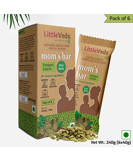 LittleVeda Post Birth Panjeeri Elaichi Nutritional Bars Pack of 6 - 40 grams each
