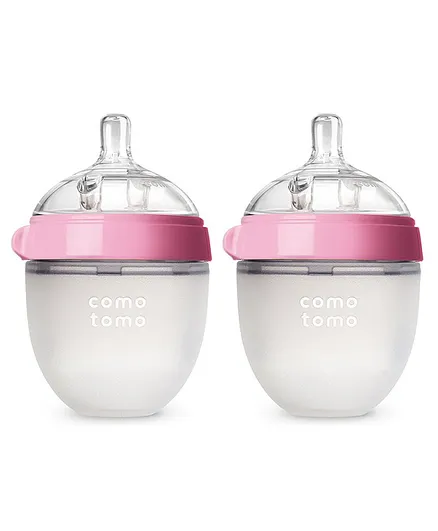 Comotomo Silicone Feeding Bottle Pink Pack of 2 - 150 ml