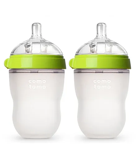 Comotomo Silicone Feeding Bottle Green Pack of 2 - 250 ml