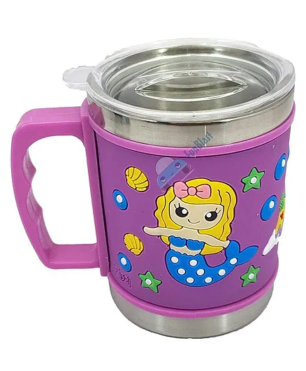 FunBlast Mug With Lid Mermaid Design Purple - 350 ml
