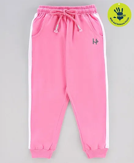 Honeyhap 100% Cotton Soil Release Finish Full Length Track Pants - Pink