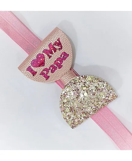 Aye Candy I Love Papa Glitter Design Detailing Headband - Pink