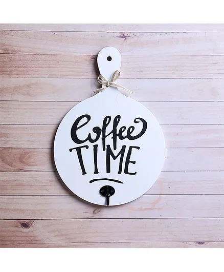A Vintage Affair Wall Hanging Key Holder Coffee Time Print - White