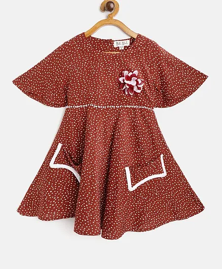 Buy Bella Moda Half Sleeves All Over Printed Fit & Flare Dress - Red for Girls (2-3 Years) Online in India, at FirstCry.com