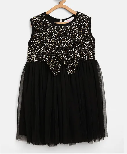 Bella Moda Sequin Bodice Sleeveless Dress - Black