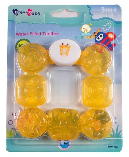 Ole Baby Water Filled Silicone Square Shape Teether - Yellow