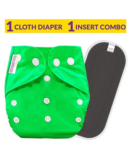 Bembika Reusable Cloth Diaper With Bamboo Charcoal Inserts - Green