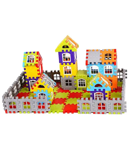 AdiChai Multi Coloured Mega Jumbo Happy Home House Building Blocks- 72 Pieces