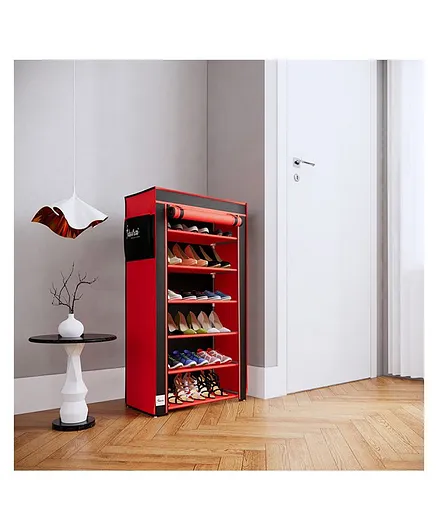 Fabura 6 Shelves Storage Unit - Red
