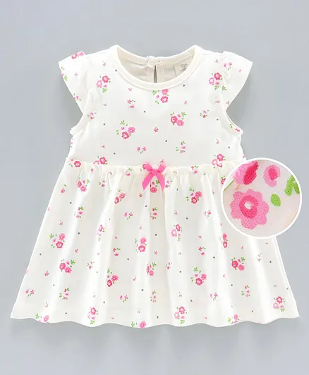 Baby Naturelle & Me Cap Sleeves Frock Floral Print - Off White