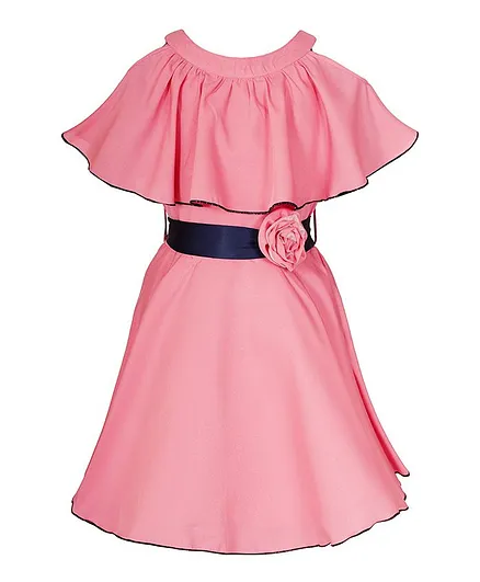 Naughty Ninos Half Sleeves Solid Colour Fit & Flared Dress - Light Pink