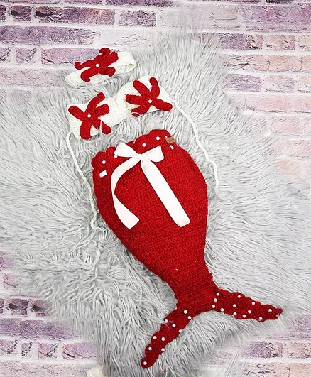 The Original Knit Mermaid Outfit Photography Prop - Red