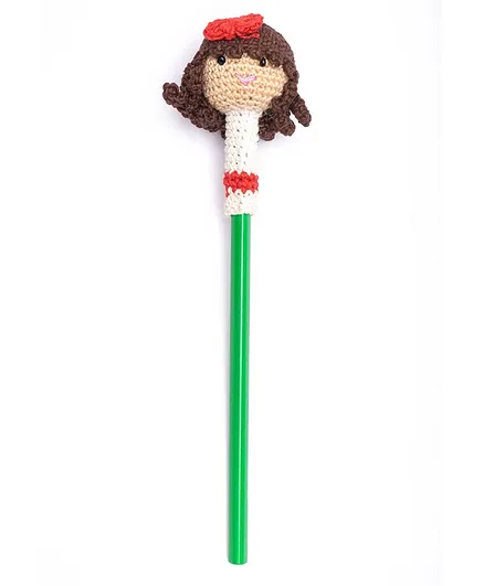 Happy Threads Pencil with Hand Crafted Doll Shaped Crochet Topper - Pink
