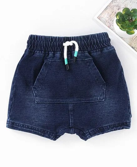 Fox Baby Denim Shorts with Pocket - Dark Blue